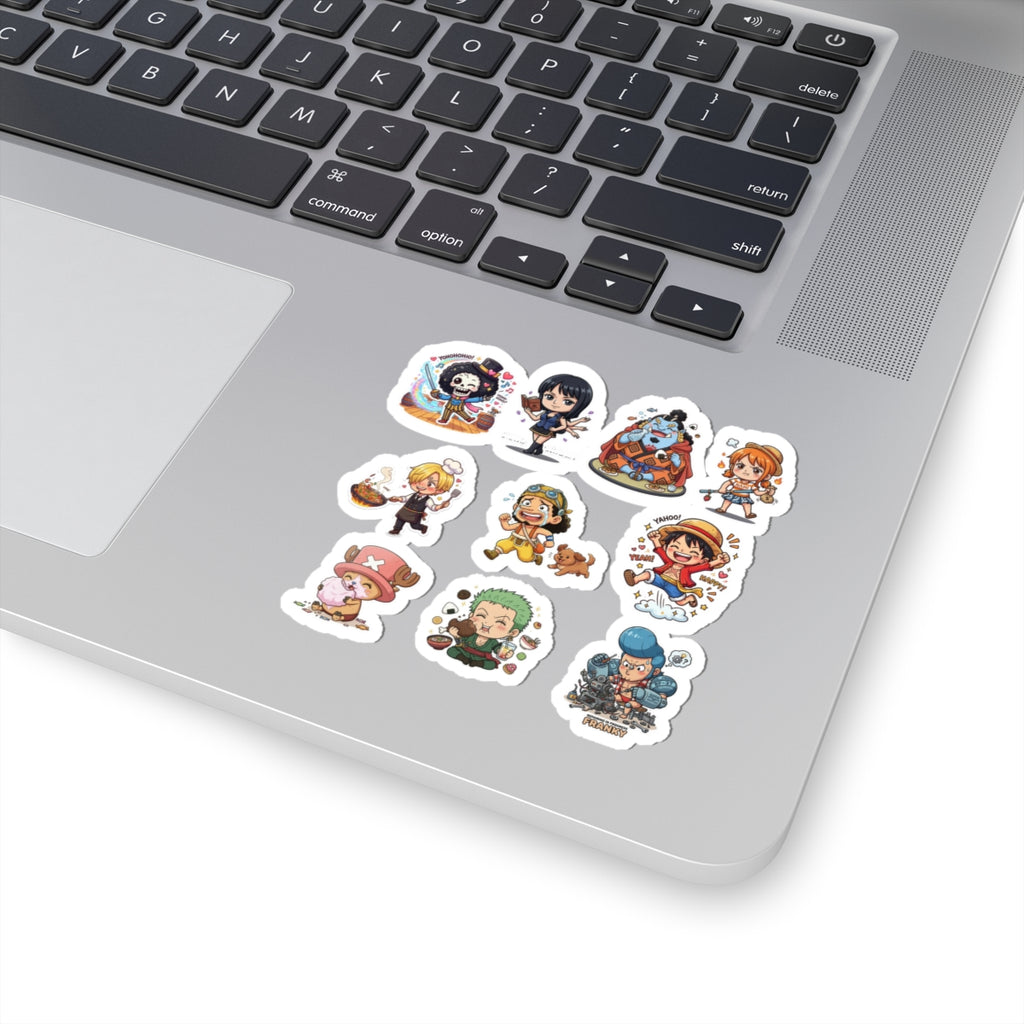 Cute Chibi One Piece Pirates Crew Sticker Sheet  Glossy Kiss-Cut Stickers for Laptops , Journals, Water Bottles & More.