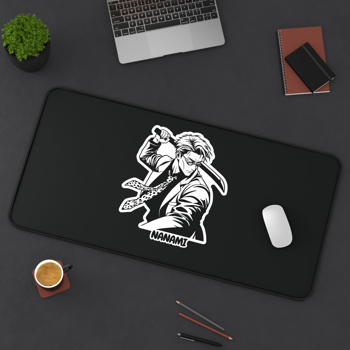 Nanami jujutsu Kaisen  Characters  Illustration Desk Mat | Black Gaming Mouse Pad