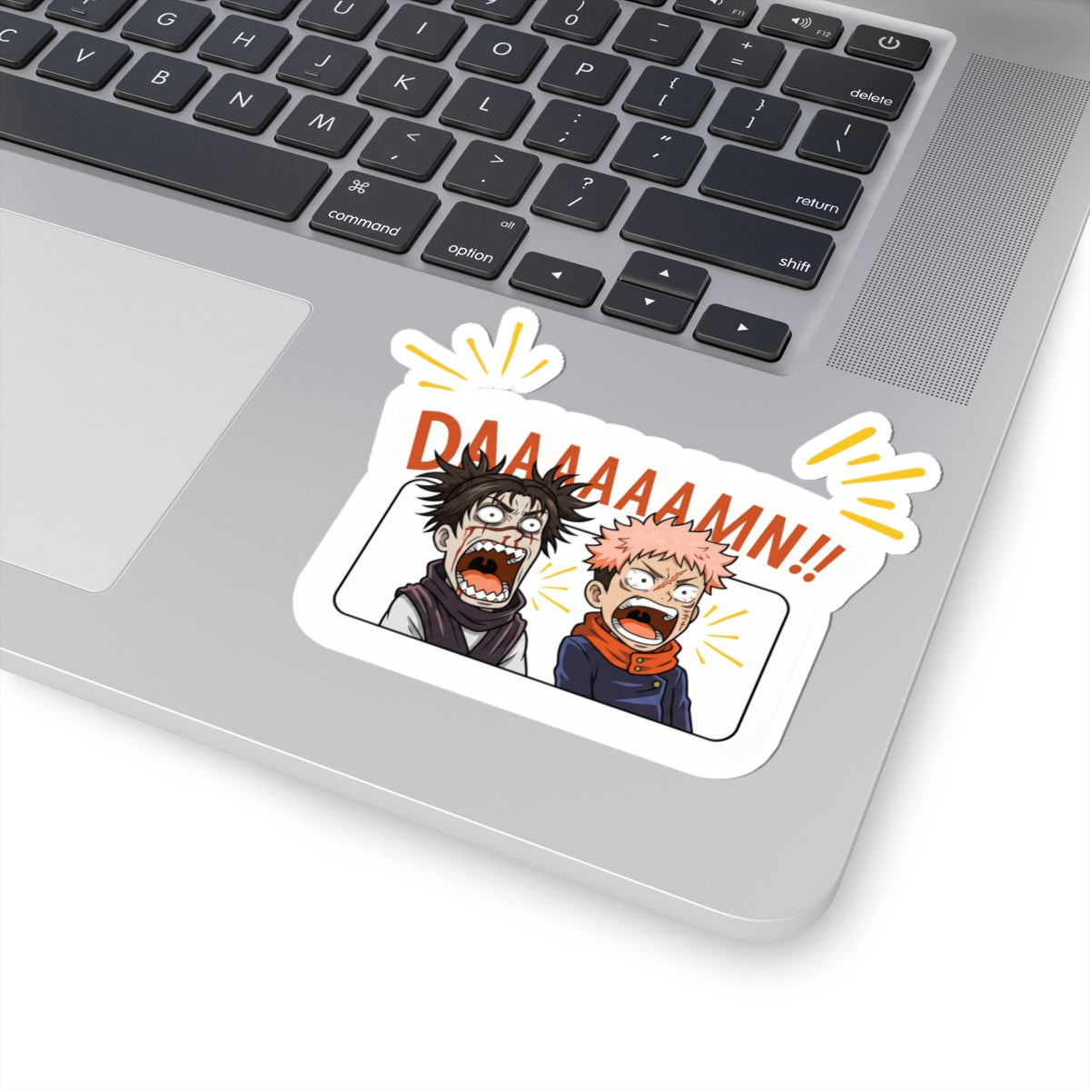 Shocked Anime Duo "DAAAAAAMN!!" Sticker | Jujutsu Kaisen Inspired Meme Decal | Kiss-Cut Vinyl for Laptops, Journals & Water Bottles