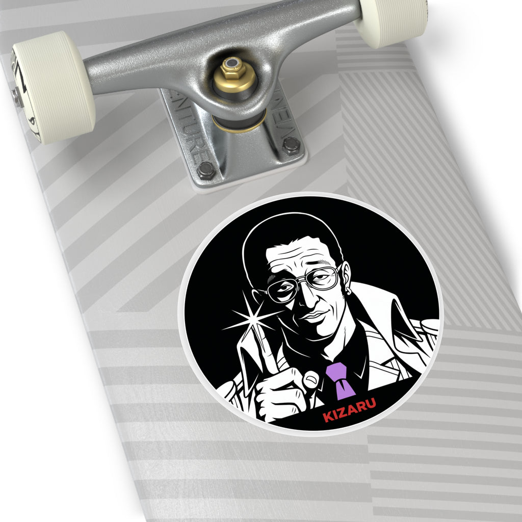 Detective Noir Illustration Round Vinyl  One Piece Characters Sticker | Kizaru Logo