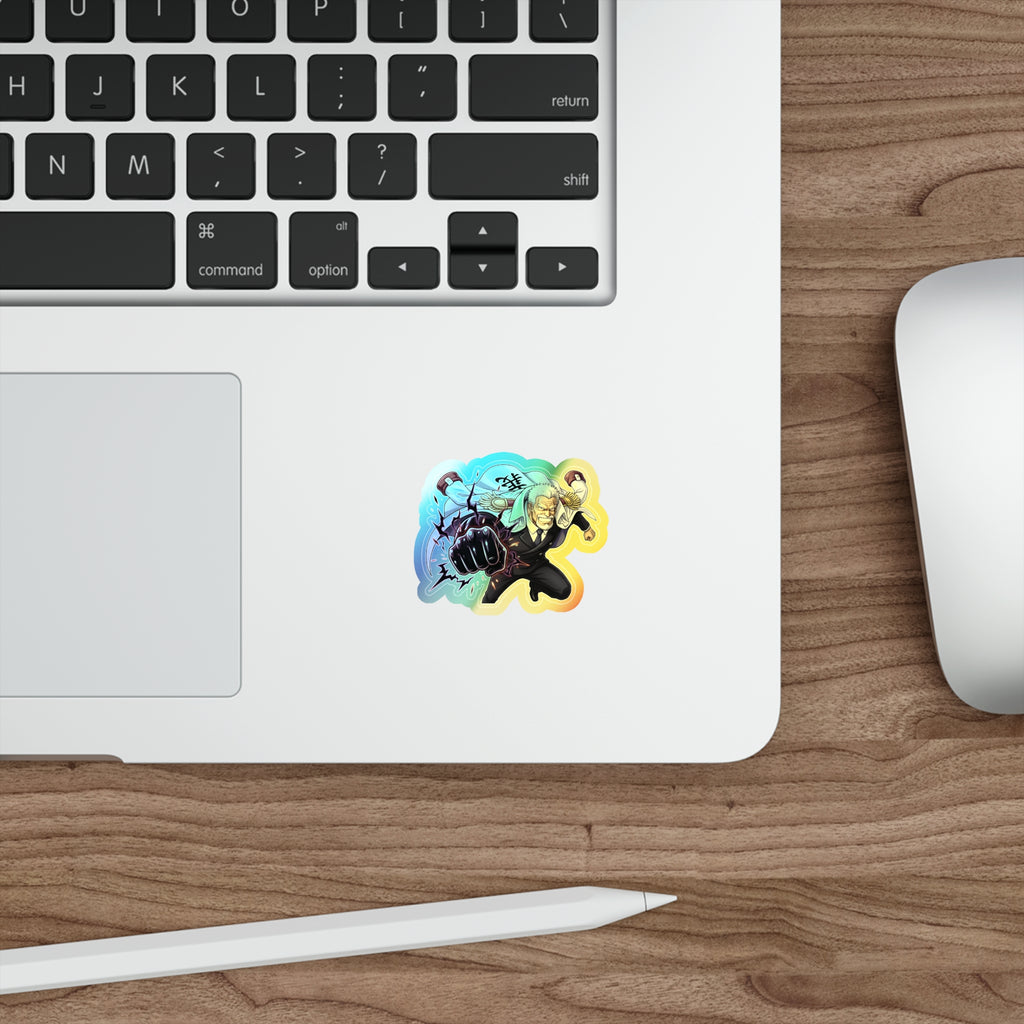 Anime One Piece Fighter Monkey D Garp Character holographic die-cut sticker | holographic sticker