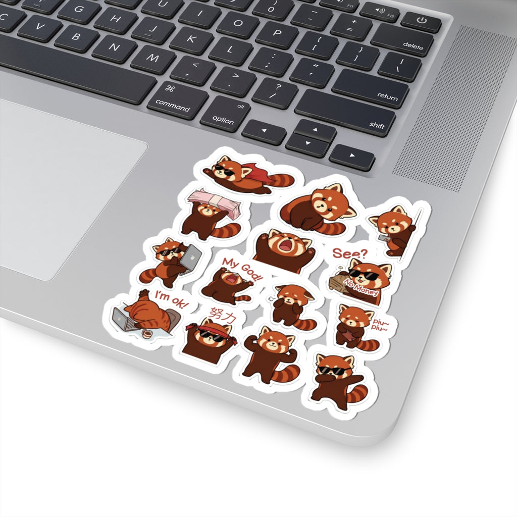 Red Panda Stickers Kiss-Cut Sticker Sheet | Cute Cartoon Red Panda Emotes
