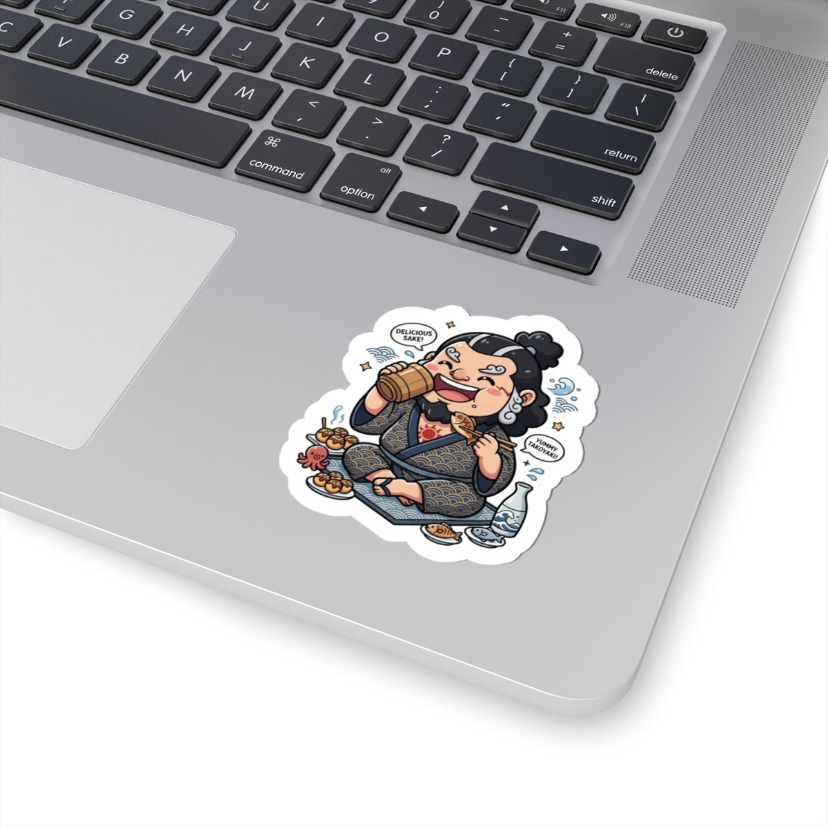 Samurai Sake Sticker — Funny Japanese Food Lover Kiss-Cut Decal
