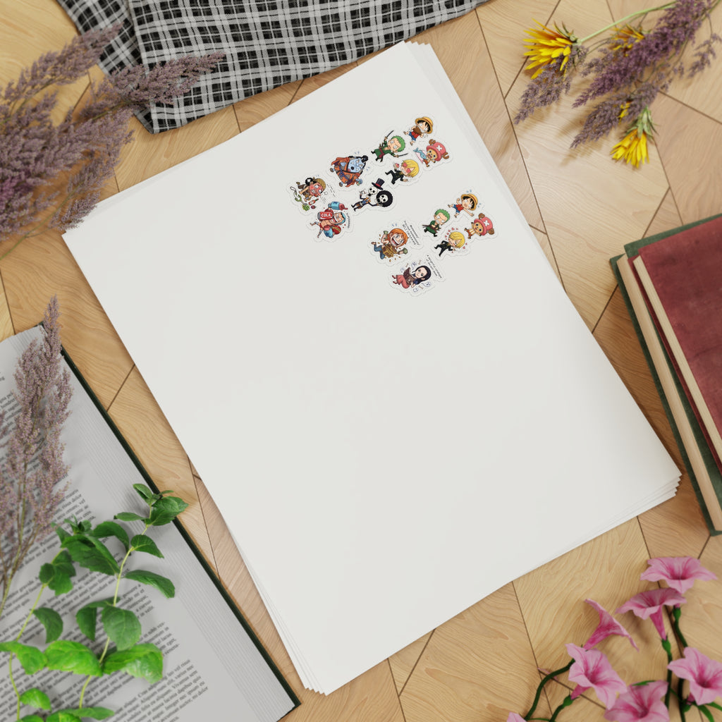Chibi Anime Character  One Piece  Funny Sticker Sheet sticker sheet  white and transparent vinyl
