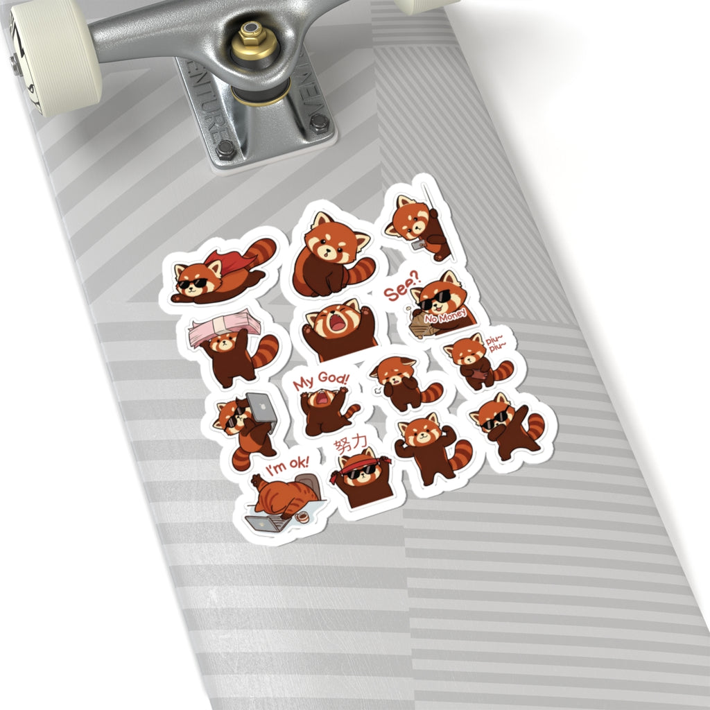 Red Panda Stickers Kiss-Cut Sticker Sheet | Cute Cartoon Red Panda Emotes