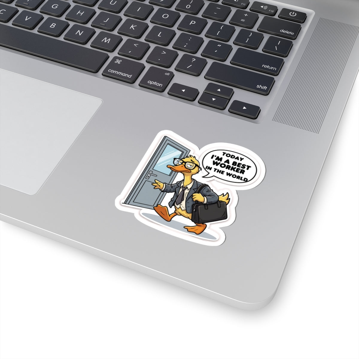 Duck in Suit Sticker | "Today I'm a Best Worker in the World" Kiss-Cut Sticker