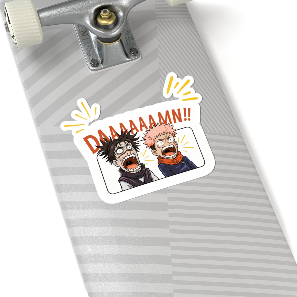 Shocked Anime Duo "DAAAAAAMN!!" Sticker | Jujutsu Kaisen Inspired Meme Decal | Kiss-Cut Vinyl for Laptops, Journals & Water Bottles