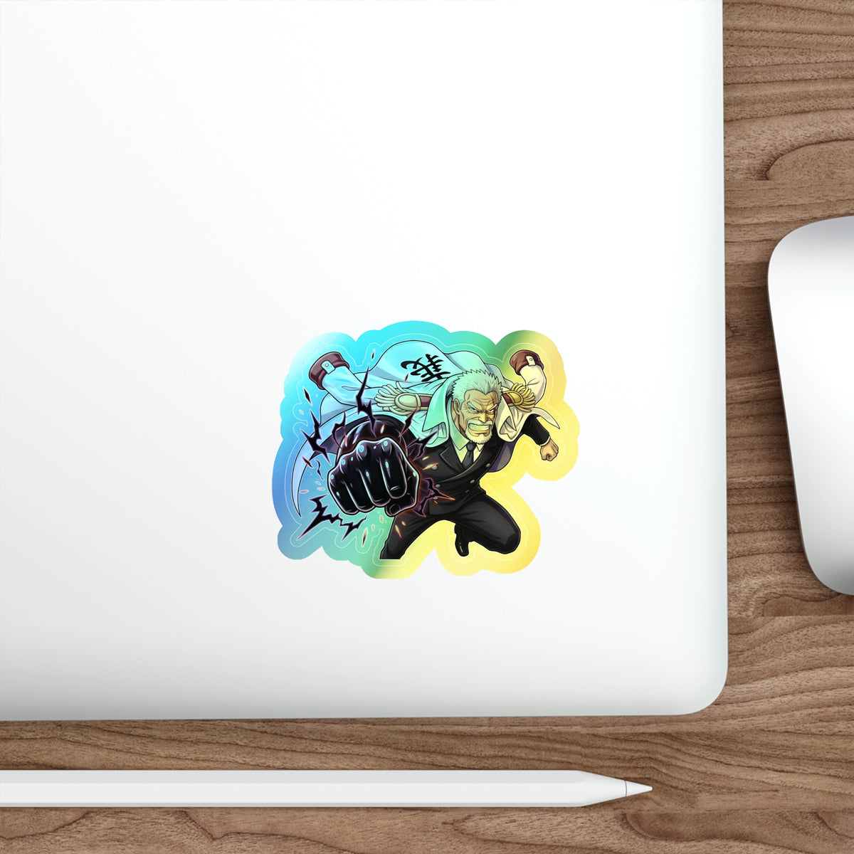 Anime One Piece Fighter Monkey D Garp Character holographic die-cut sticker | holographic sticker