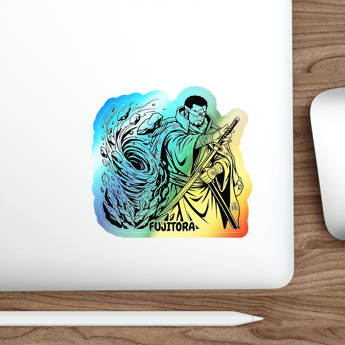 Samurai Fujitora One piece Character Sorcery Illustration Sticker | Holographic Die-cut Sticker