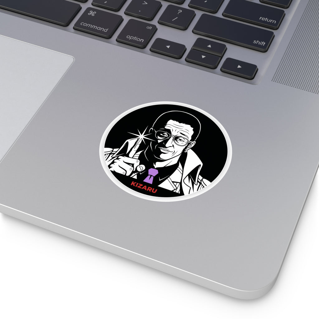 Detective Noir Illustration Round Vinyl  One Piece Characters Sticker | Kizaru Logo
