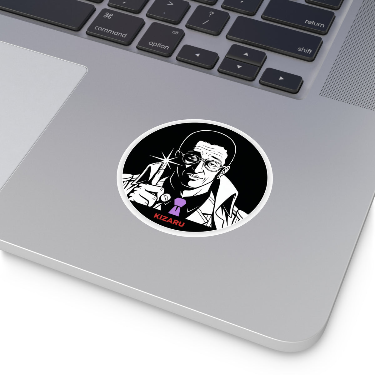 Detective Noir Illustration Round Vinyl  One Piece Characters Sticker | Kizaru Logo