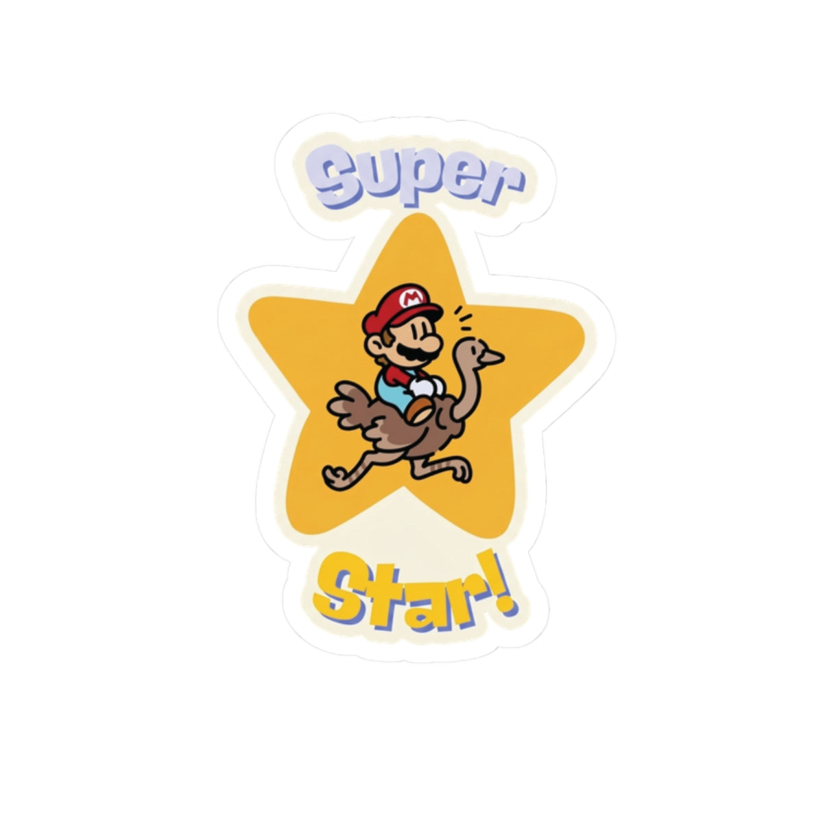 Super Star! Retro Gaming Sticker | Glossy Ostrich Rider Decal