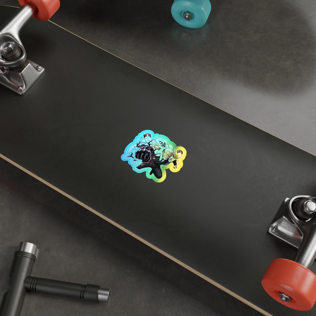 Anime One Piece Fighter Monkey D Garp Character holographic die-cut sticker | holographic sticker