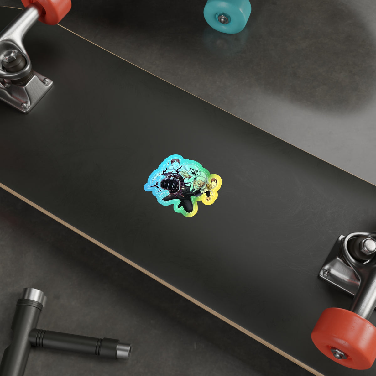 Anime One Piece Fighter Monkey D Garp Character holographic die-cut sticker | holographic sticker
