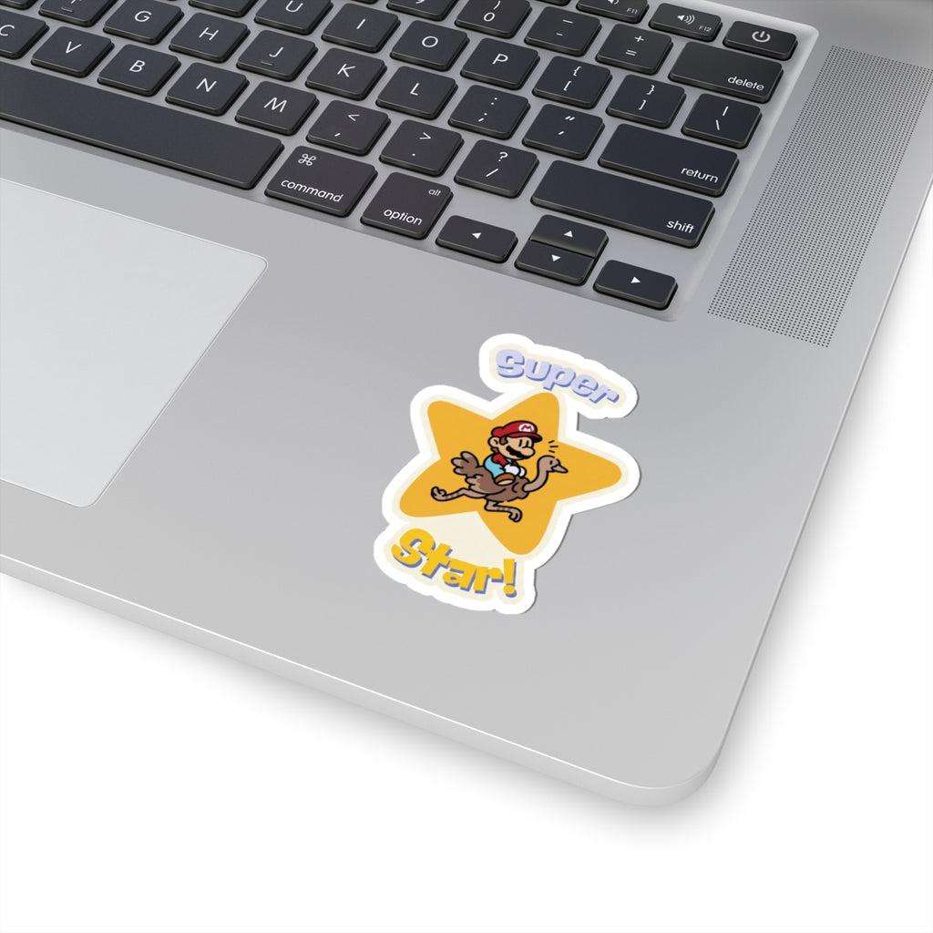 Super Star! Retro Gaming Sticker | Glossy Ostrich Rider Decal