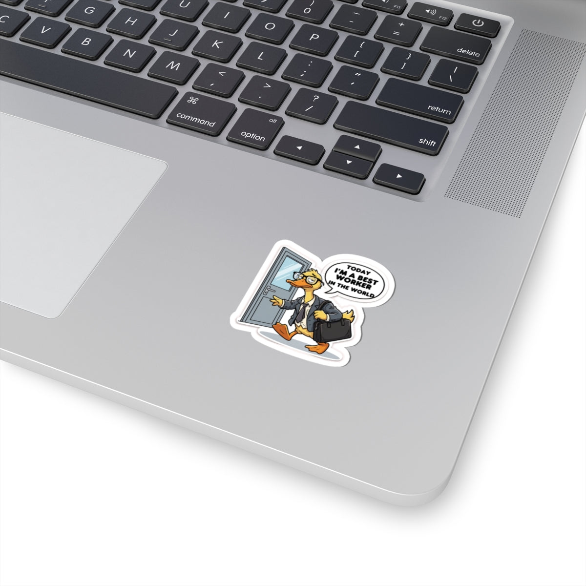 Duck in Suit Sticker | "Today I'm a Best Worker in the World" Kiss-Cut Sticker