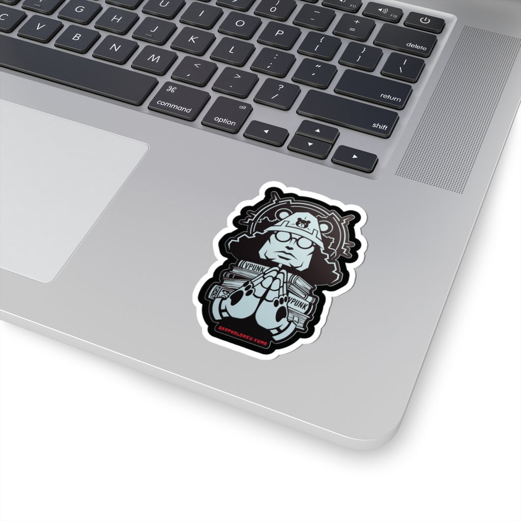 Cyberpunk Praying Soldier Kiss-Cut Sticker | Edgy Anime Decal | Sci-Fi Samurai Armor Aesthetic | Glossy Laptop & Water Bottle Sticker