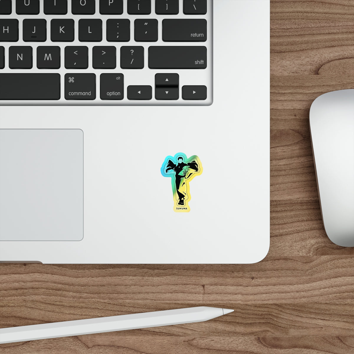 Unleash the King of Curses  Sukuna Holographic Die-Cut Sticker for Anime Laptops, Skateboards, and Journals.