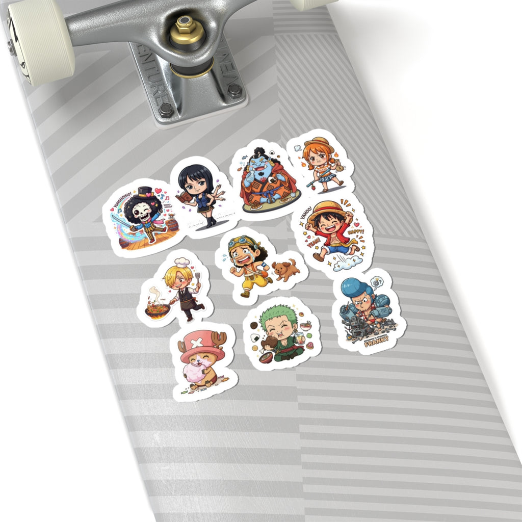 Cute Chibi One Piece Pirates Crew Sticker Sheet  Glossy Kiss-Cut Stickers for Laptops , Journals, Water Bottles & More.