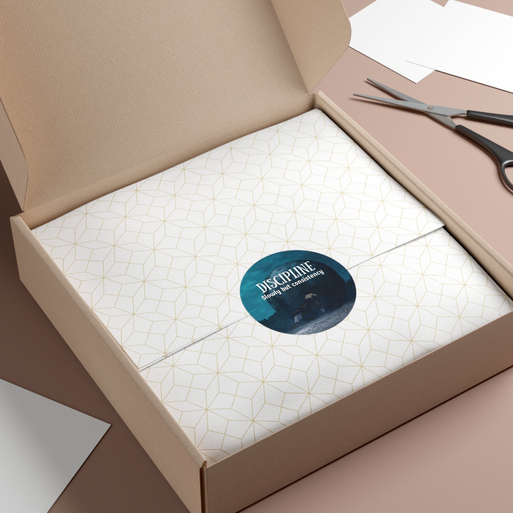 Discipline "Slowly but Consistency" Round Sticker | Motivational Anime Aesthetic Decal | Matte Waterproof Vinyl for Water Bottles & Laptops