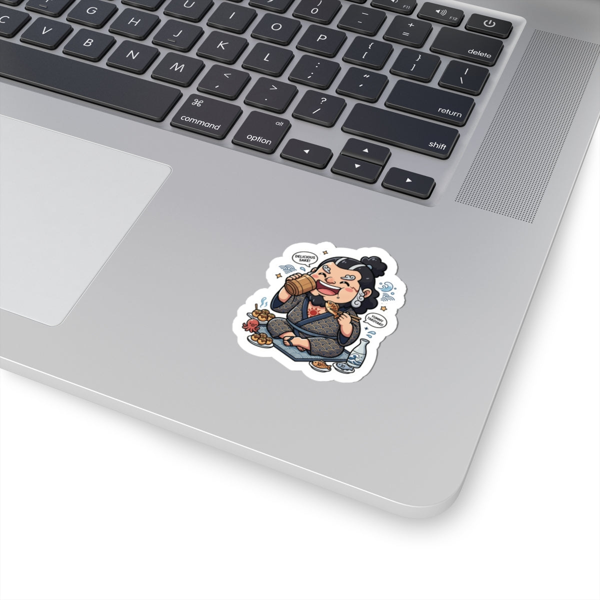 Samurai Sake Sticker — Funny Japanese Food Lover Kiss-Cut Decal