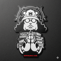 Cyberpunk Praying Soldier Kiss-Cut Sticker | Edgy Anime Decal | Sci-Fi Samurai Armor Aesthetic | Glossy Laptop & Water Bottle Sticker