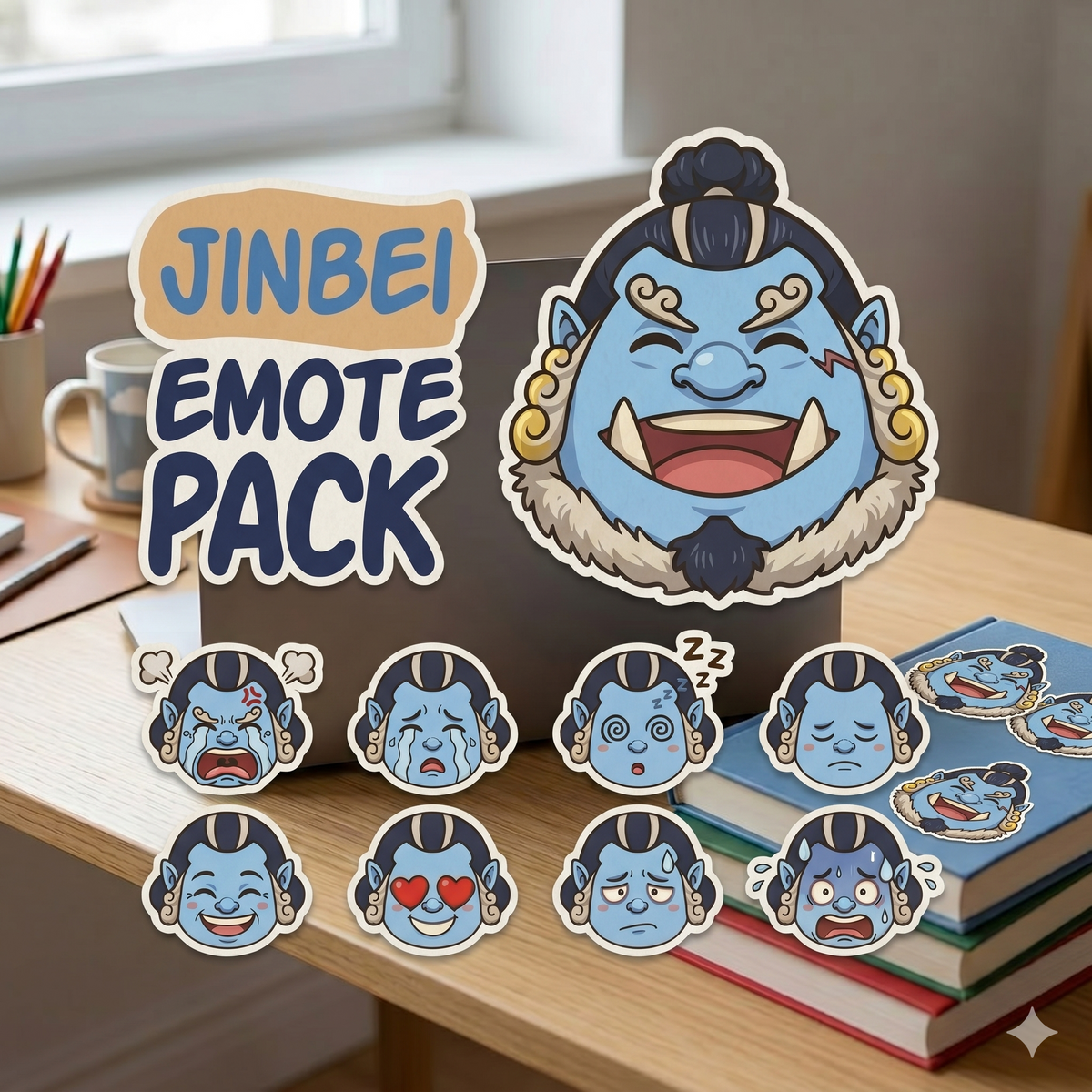 Jinbei Emote Pack Kiss-Cut Stickers | Anime Character Face Expressions