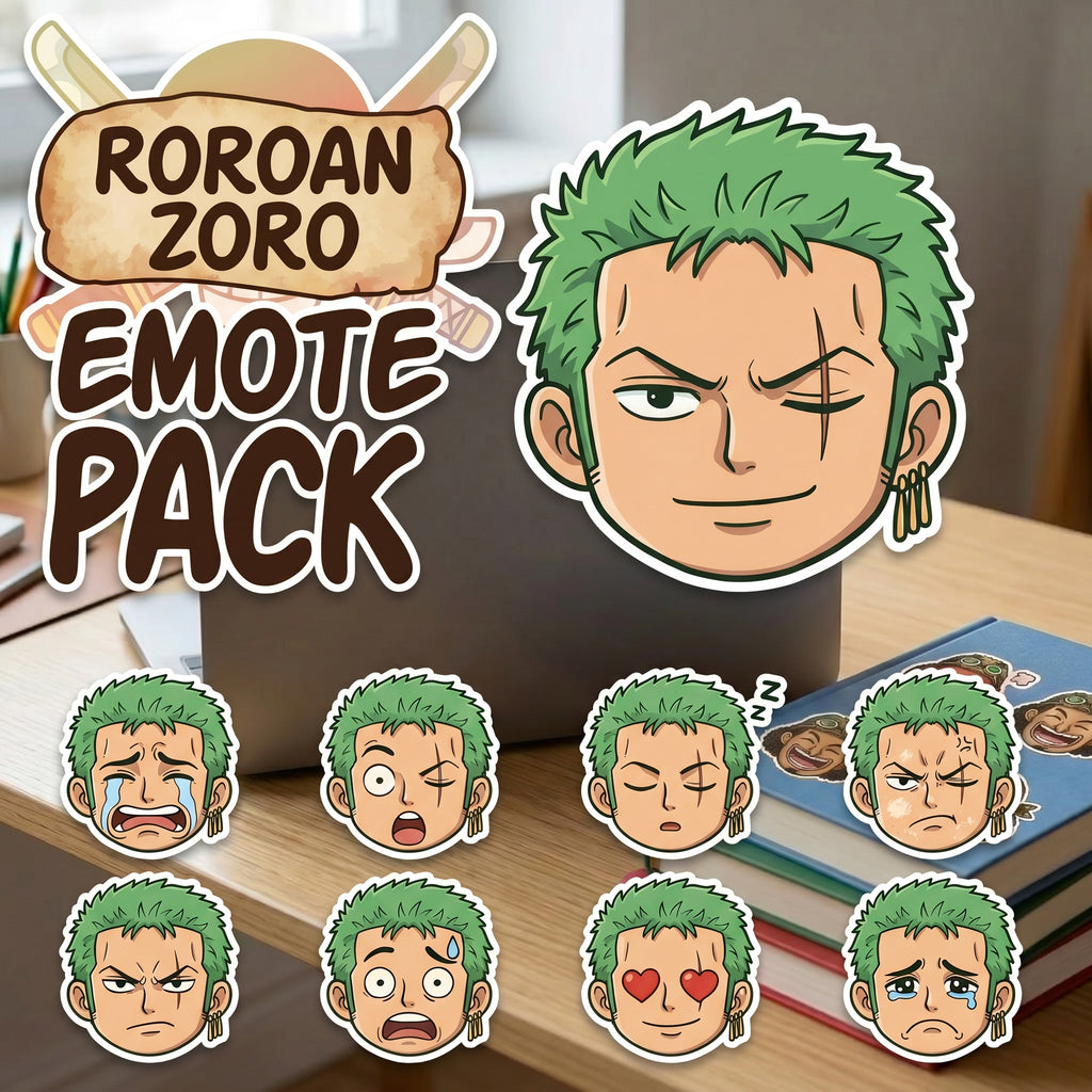 Roronoa Zoro Emote Pack Stickers | Kiss-Cut Anime Character Sticker Set