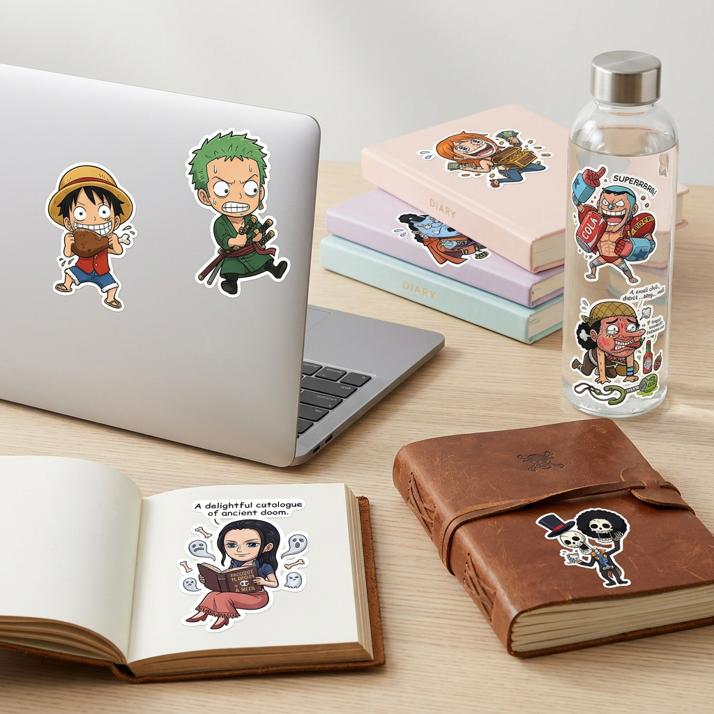 Chibi Anime Funny One Piece  Character Sheet Kiss-Cut Stickers | Cute Vinyl Sticker Set