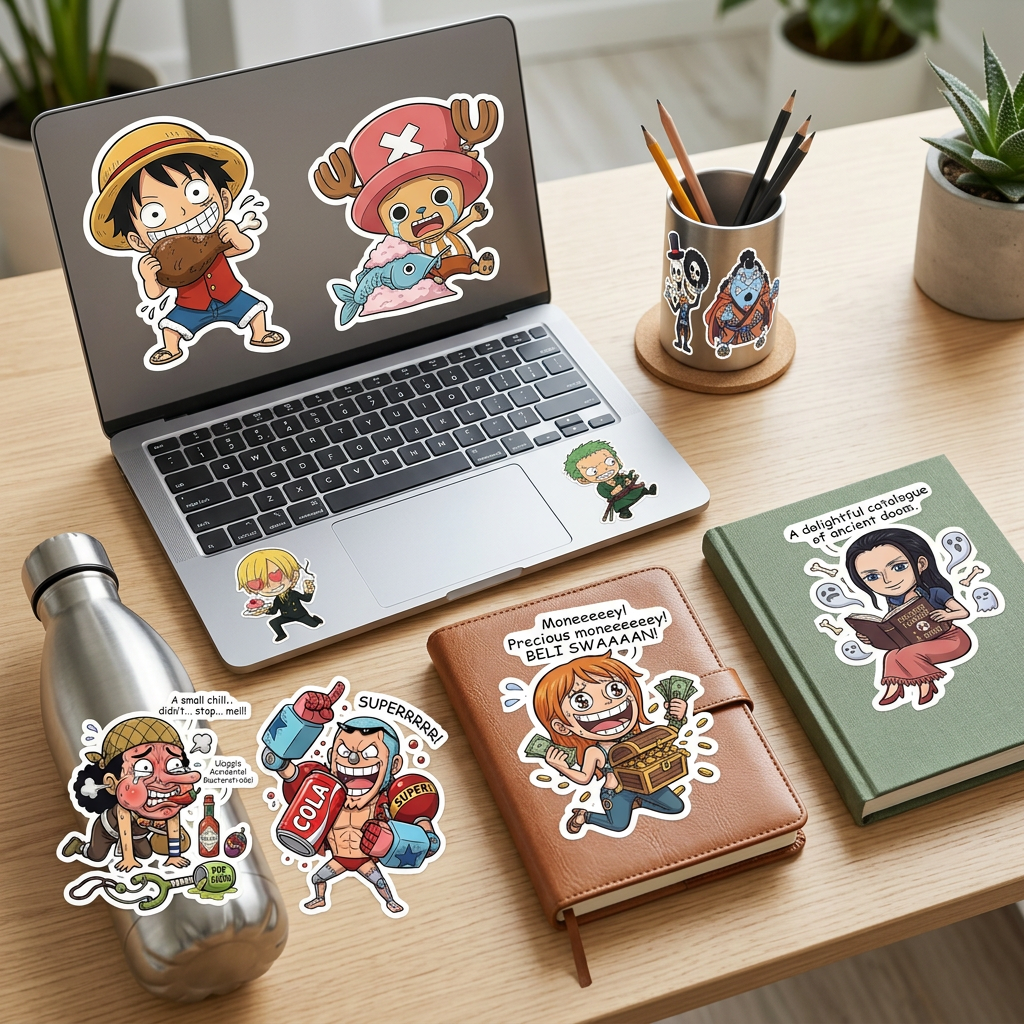 Chibi Anime Funny One Piece  Character Sheet Kiss-Cut Stickers | Cute Vinyl Sticker Set
