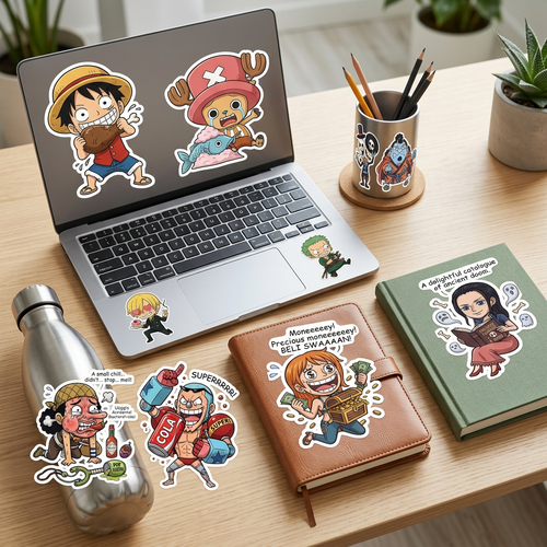 Chibi Anime Funny One Piece  Character Sheet Kiss-Cut Stickers | Cute Vinyl Sticker Set