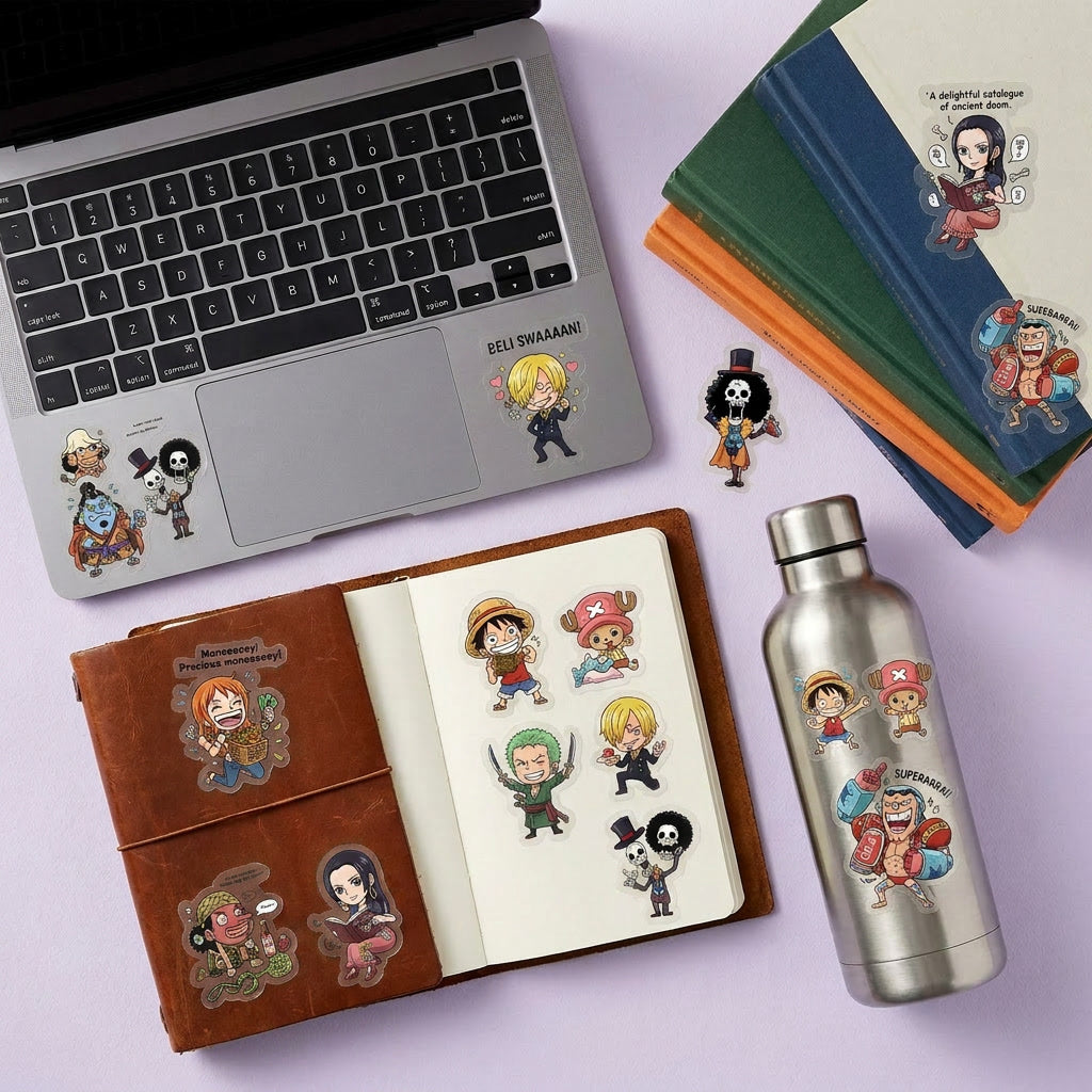 Chibi Anime Character  One Piece  Funny Sticker Sheet sticker sheet  white and transparent vinyl