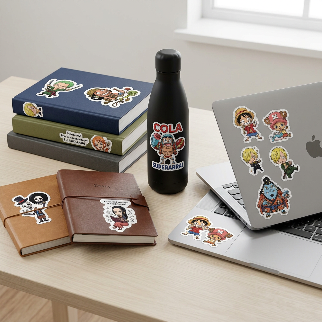Chibi Anime Character  One Piece  Funny Sticker Sheet sticker sheet  white and transparent vinyl