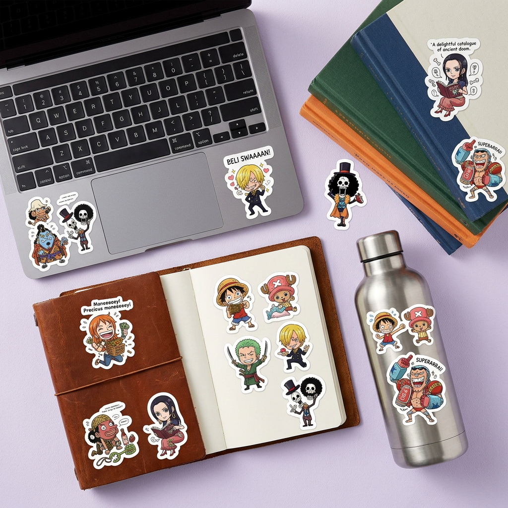 Chibi Anime Character  One Piece  Funny Sticker Sheet sticker sheet  white and transparent vinyl