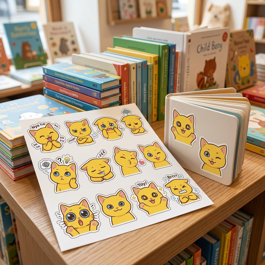 Cute Yellow Cat Emoji Stickers Kiss-Cut Sticker Sheet | Laptop Decals