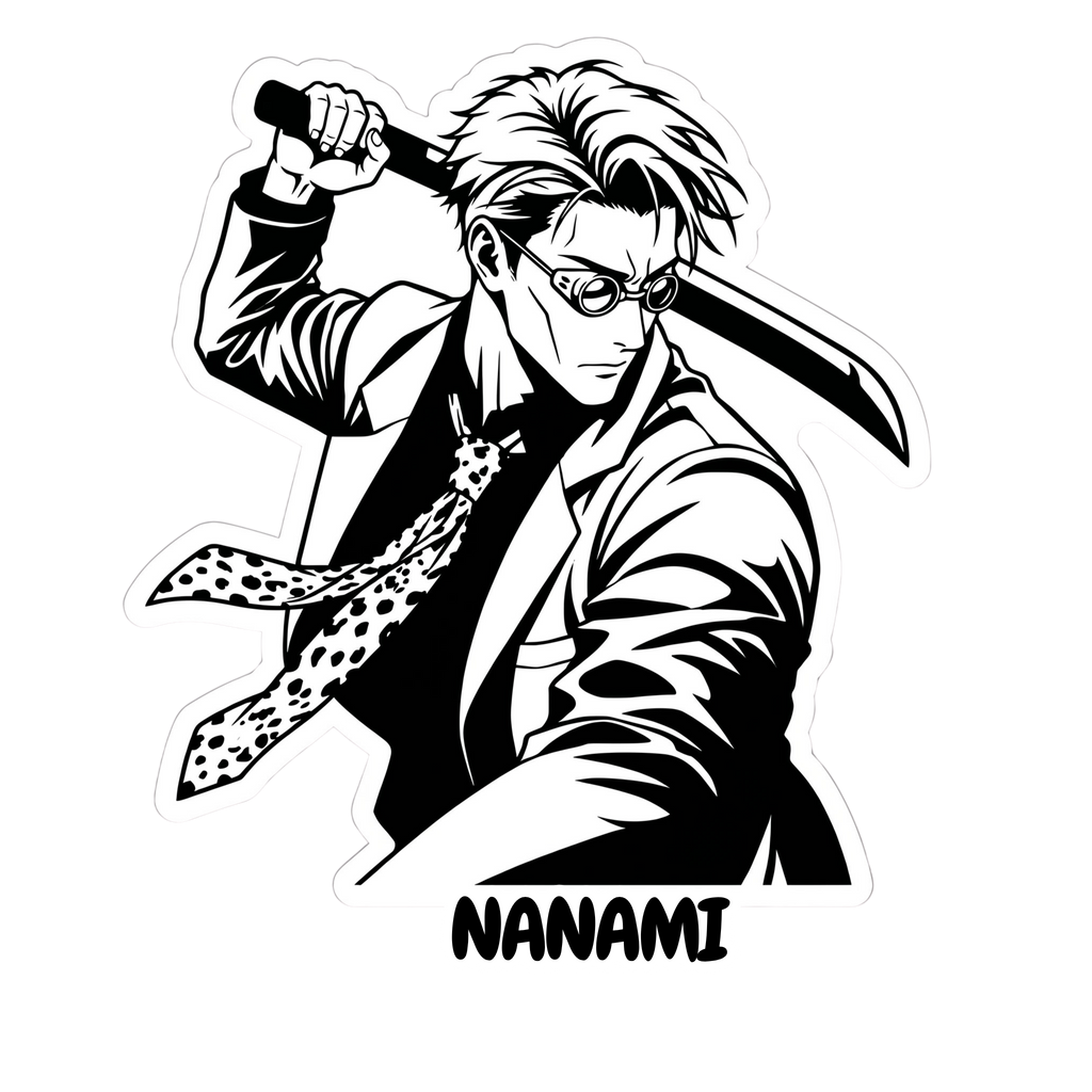 Nanami Sword Warrior Sticker | Anime Manga Style Decal | Glossy Kiss-Cut Vinyl Sticker for Laptops, Journals & Phone Cases
