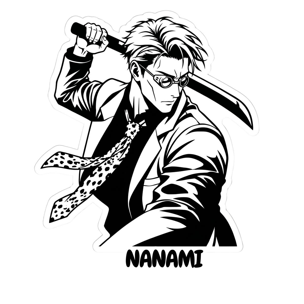 Nanami Sword Warrior Sticker | Anime Manga Style Decal | Glossy Kiss-Cut Vinyl Sticker for Laptops, Journals & Phone Cases