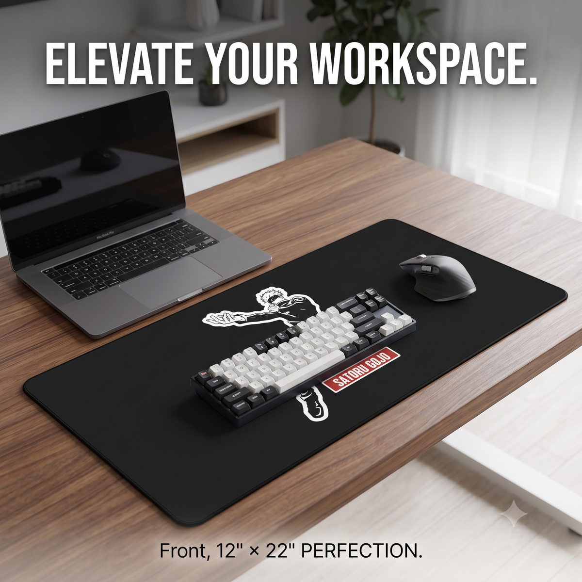 Gojo Satoru  Jujutsu Kaisen  Action Character Desk Mat | Black Gamer Mouse Pad