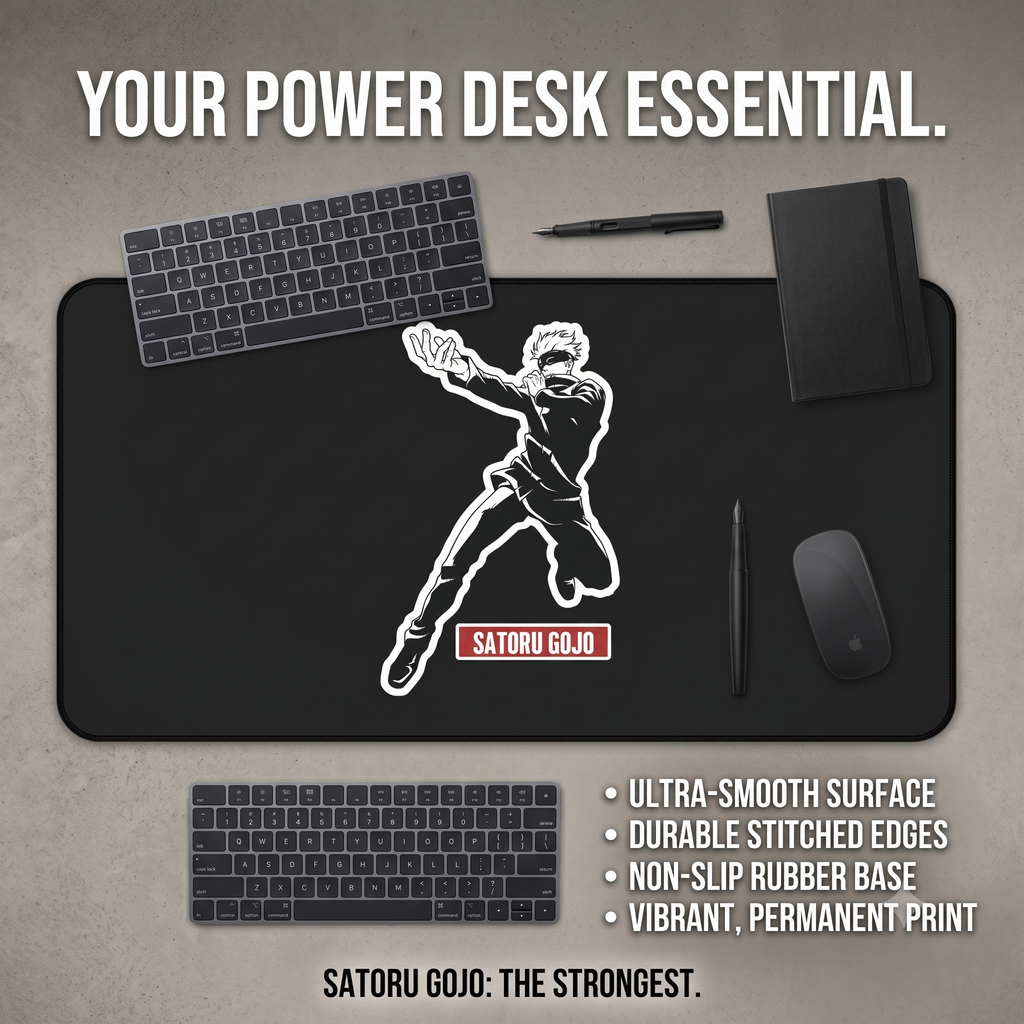 Gojo Satoru  Jujutsu Kaisen  Action Character Desk Mat | Black Gamer Mouse Pad
