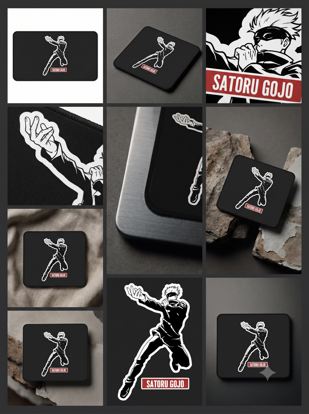 Gojo Satoru  Jujutsu Kaisen  Action Character Desk Mat | Black Gamer Mouse Pad