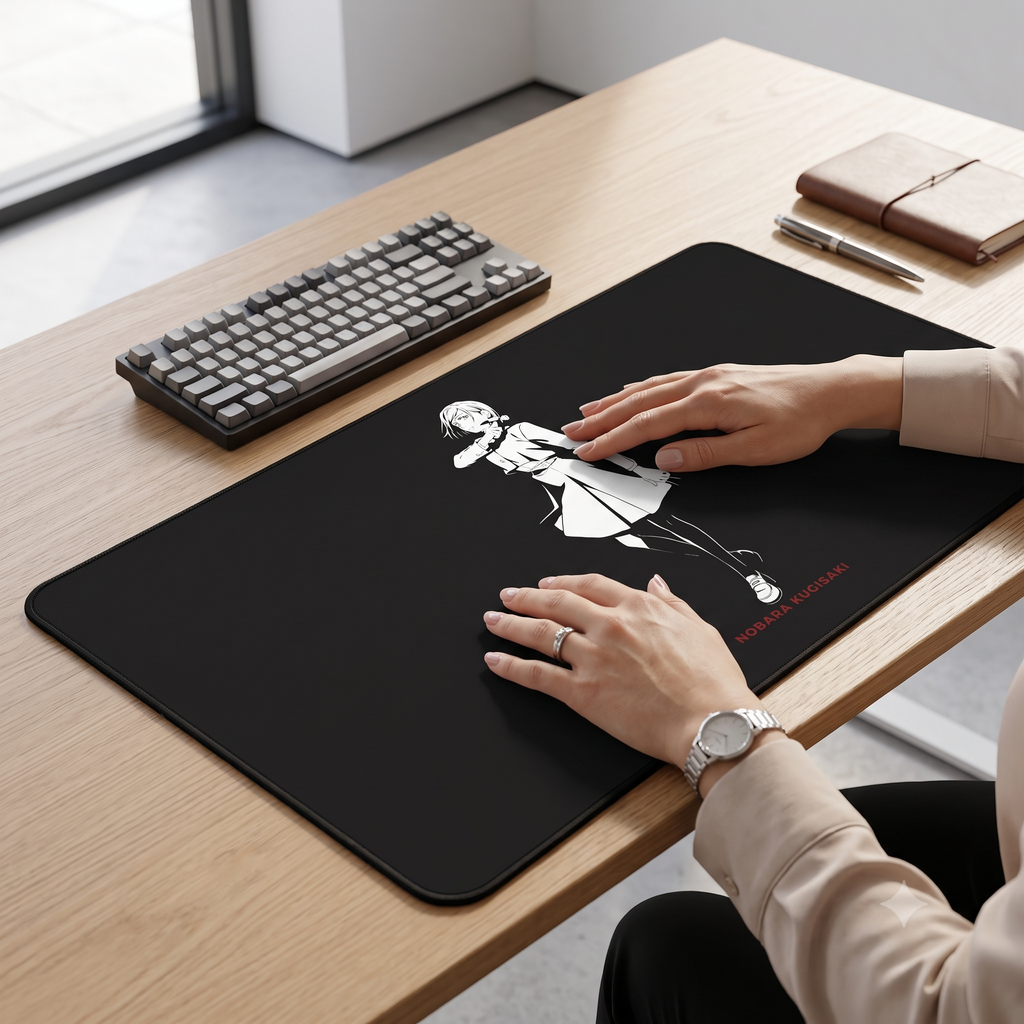 Nobara Kugisaki Jujutsu Kaisen  Anime Characters Girl Desk Mat | Minimal Black Gaming Mousepad