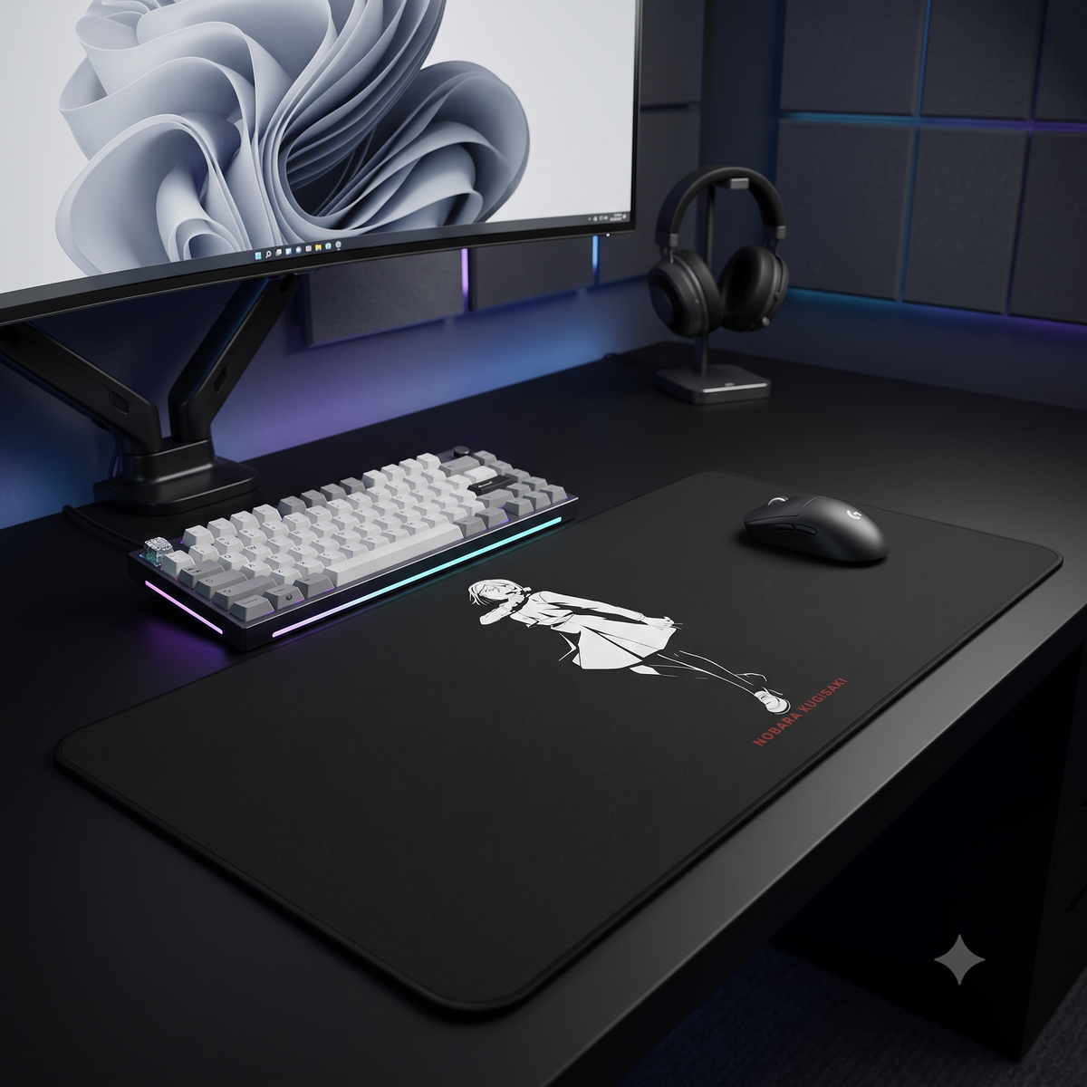 Nobara Kugisaki Jujutsu Kaisen  Anime Characters Girl Desk Mat | Minimal Black Gaming Mousepad