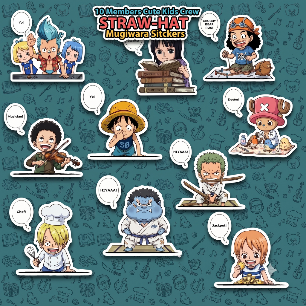 Chibi One Piece Pirate Crew Stickers Kiss-Cut Stickers | Laptop Sticker Sheet