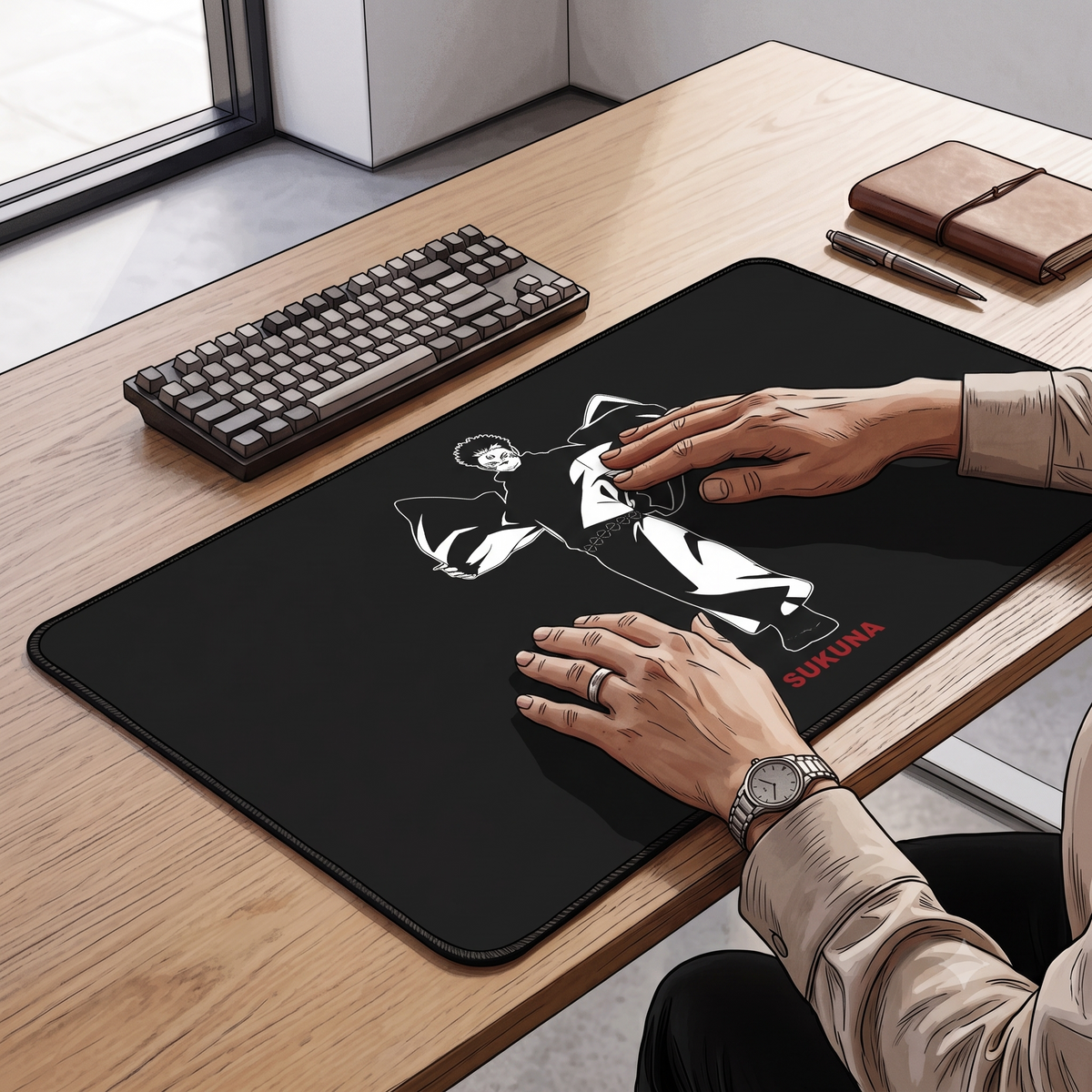Sukuna Silhouette Desk Mat | Anime Character Gaming Mousepad