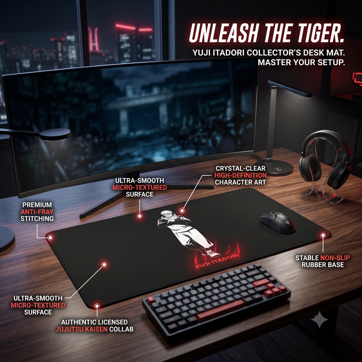 Yuji Itadori Illustration Desk Mat | Anime Character Mousepad