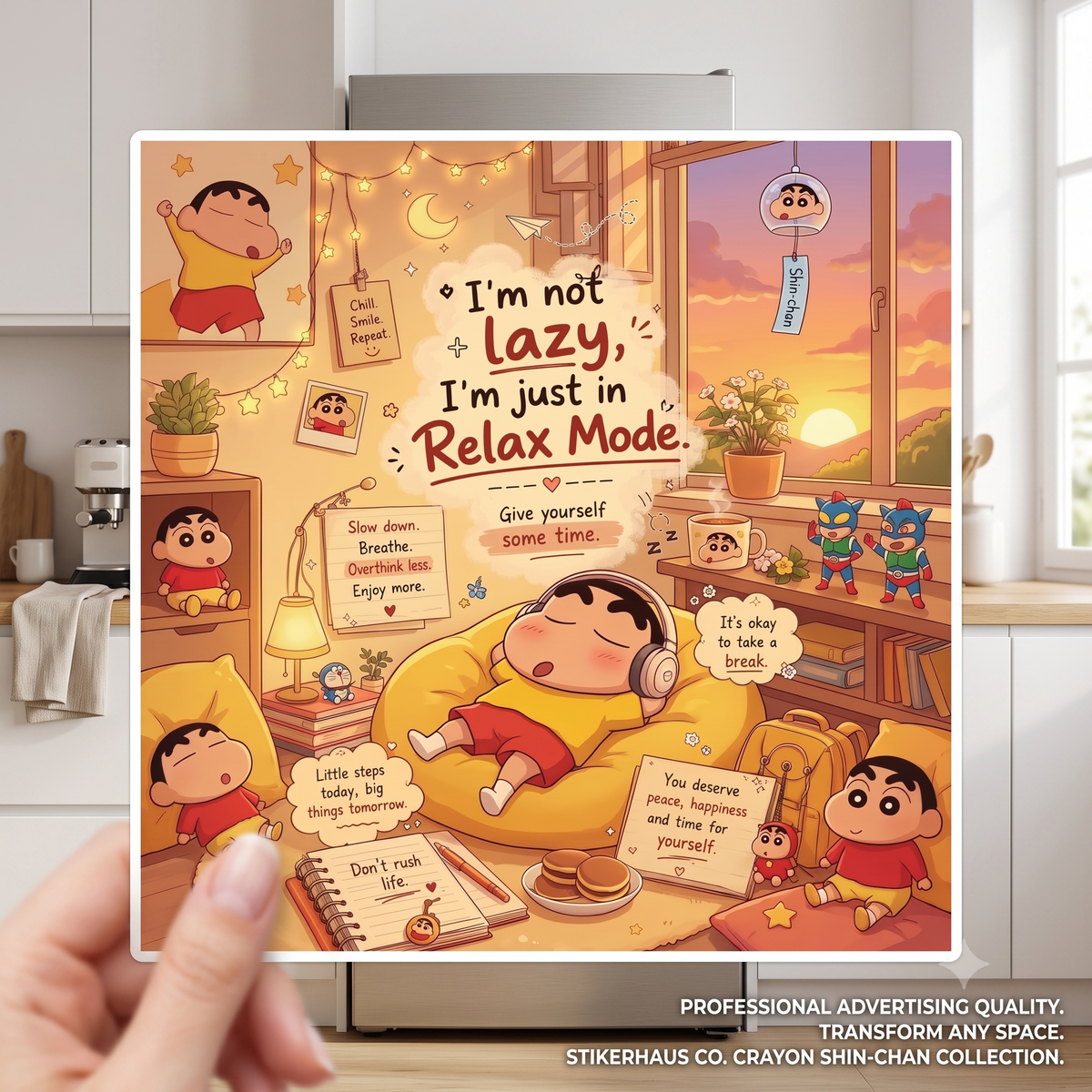 I'm Not Lazy, I'm in Relax Mode! | Crayon Shin-Chan Anime Kiss-Cut Sticker