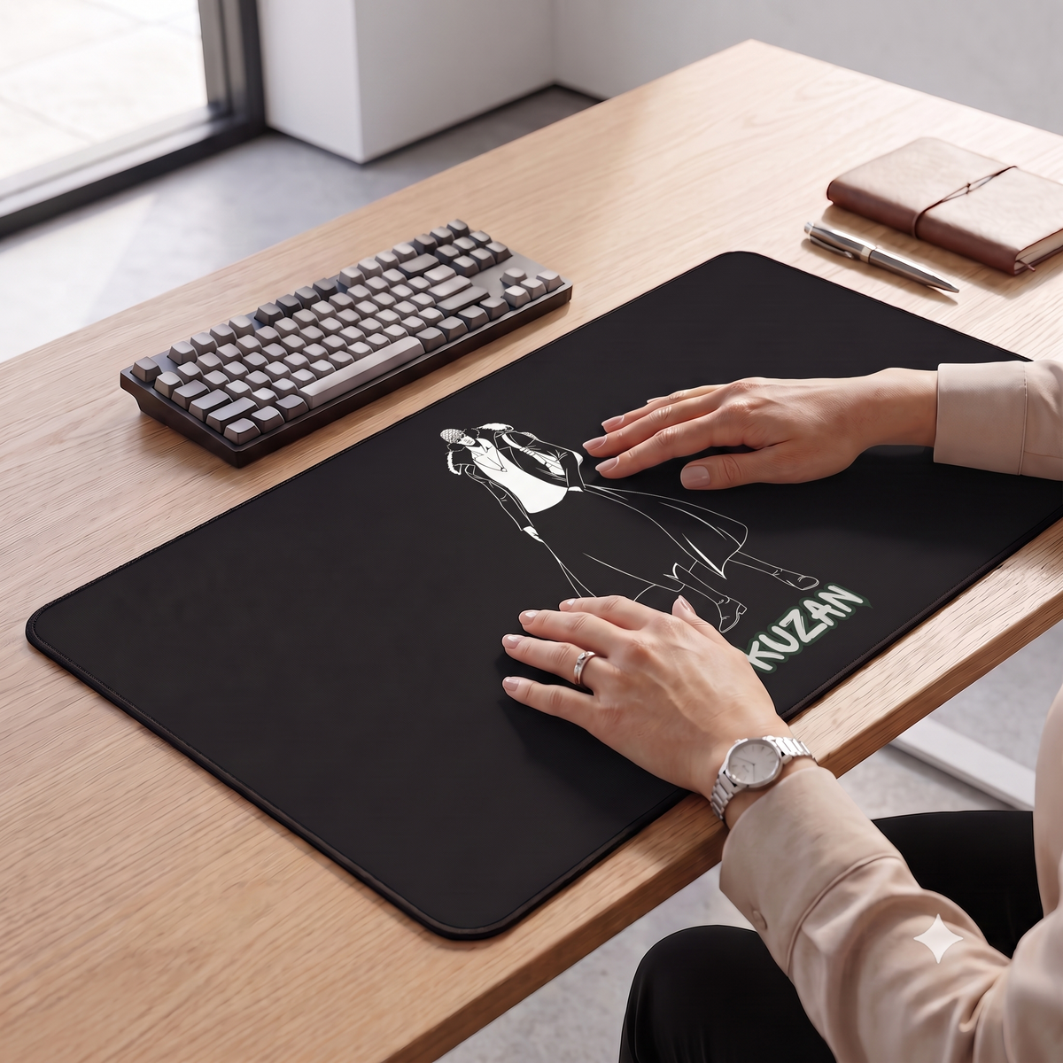Kuzan Character Silhouette Desk Mat | Anime-Inspired Mousepad