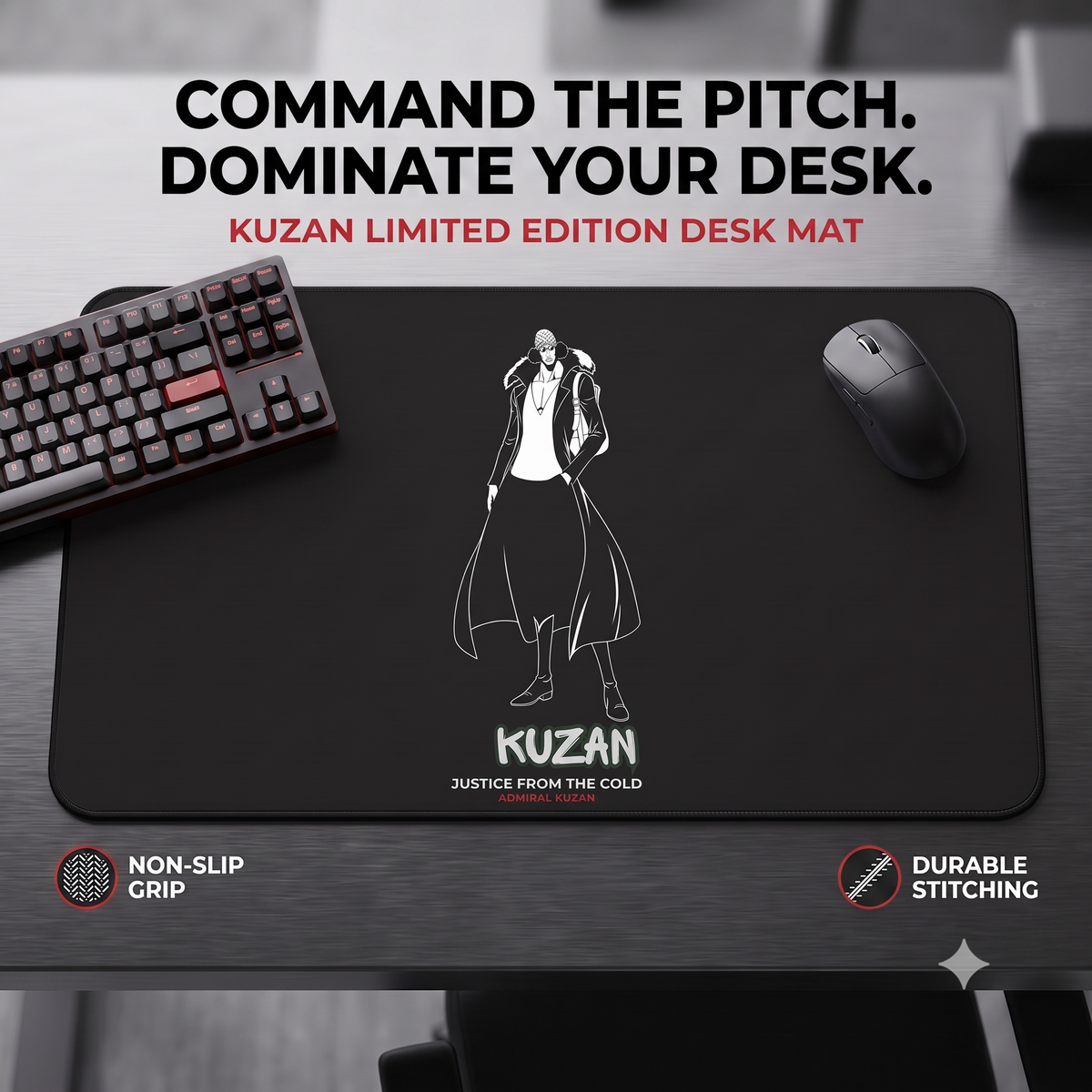 Kuzan Character Silhouette Desk Mat | Anime-Inspired Mousepad