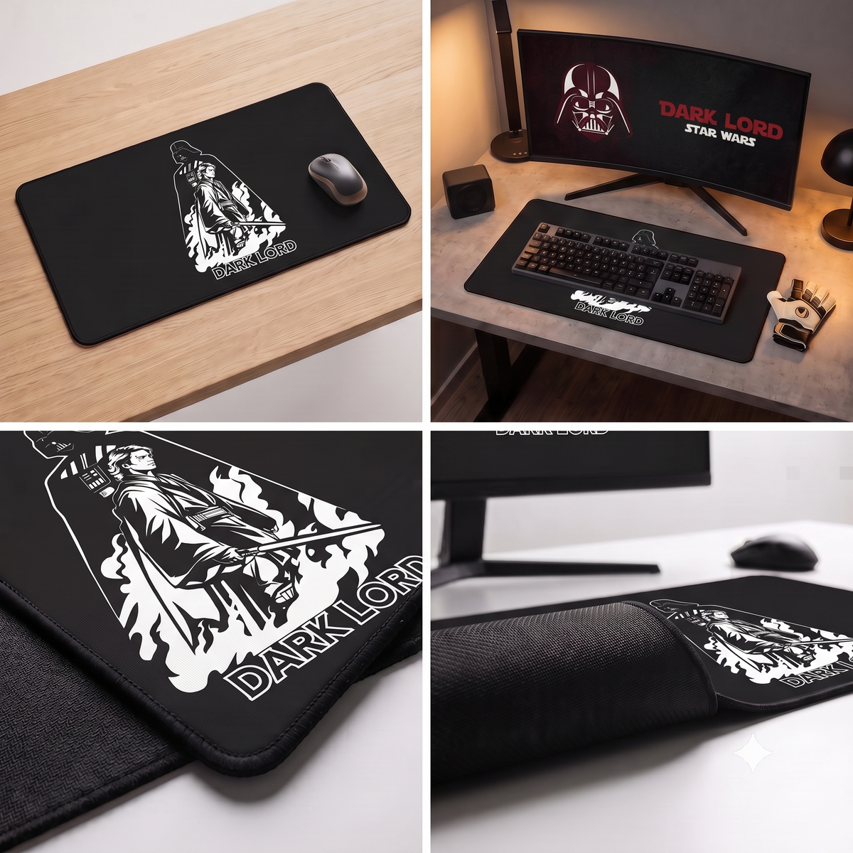 Dark Lord illustration Desk Mat | Sith-themed gaming mousepad