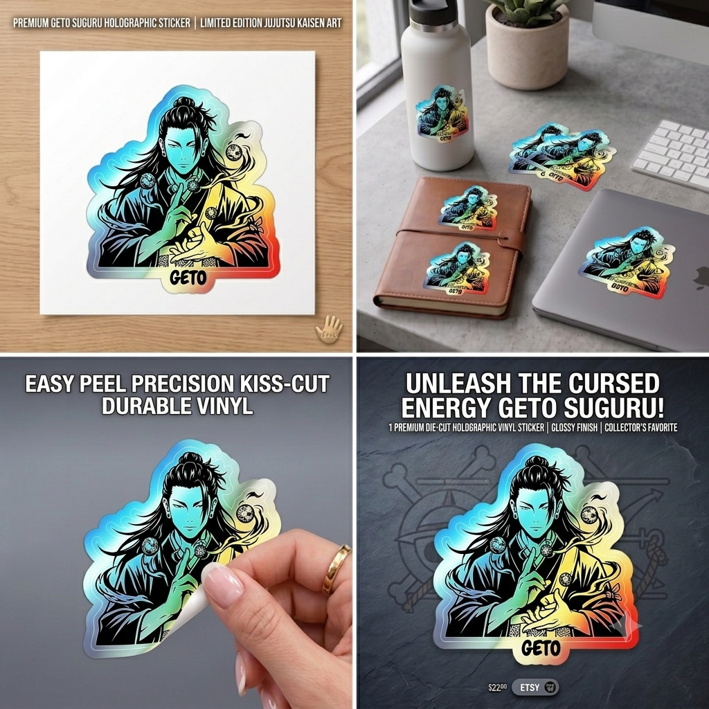 Silhouette Figure Geto Jujutsu Kaisen Anime Character with Smoke Run Your Dream  Holographic Sticker